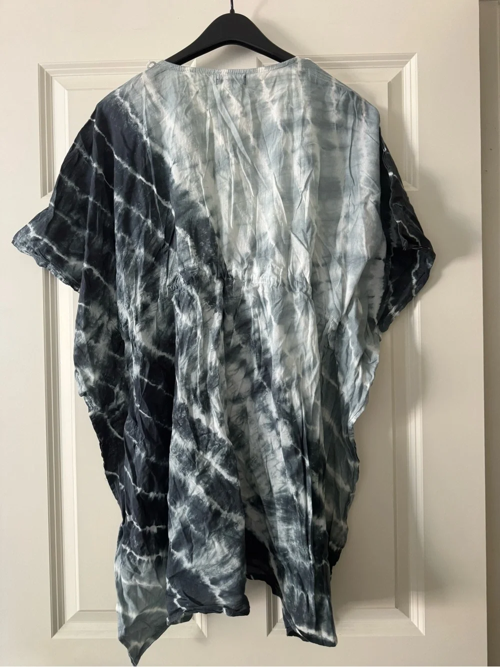 Venus Black & White Tie-Dye V-Neck Cotton Cover-Up Top One Size Fits All